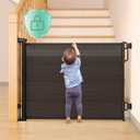 Momcozy Auto Lock Retractable Baby Gate, Safety Gate for Baby and Pet, 33 Tall, Extends to 55 Wide, Mesh Safety Dog Gate for Stairs, Indoor, Outdoor, Doorways, Hallways (Black)