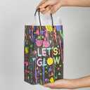 2 x DjinnGlory 36 Pack Small-Size Black Paper Gift Bags with Handles (Let's Glow Party) and 36 White Tissue Paper for Themed Birthday Parties, 9x5.5x3.15 Inch