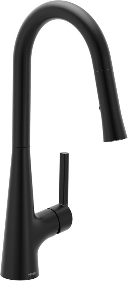 Moen Ronan Matte Black Pulldown Kitchen Faucet with SwivelControl Wand and Power Clean Technology 87918BL