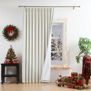 WEST LAKE Natural Bailey French Pinch Pleat Blackout Curtains with Liner, Linen Blended Farmhouse Drapes with Backtabs Hooks, Energy Efficient Window Treatment for Bedroom Living Room, 60"Wx102"L, 1 Panel