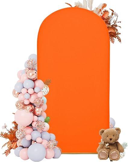 DREAHOTEXTIL Arch Covers,Arch Backdrop Stand Fitted Cover for Wedding Birthday Party Ceremony Banquet Decoration(7.2FT&6FT,Candy Orange,Cover Only)