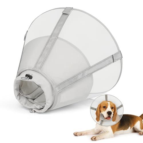 Joypig Dog Cone Collar to Stop Licking: Soft Mesh Recovery Collar After Surgery with Detachable Pad, Elizabeth Cone Alternative for Large Medium, Small Dogs, Normal Eating and Drinking (M)