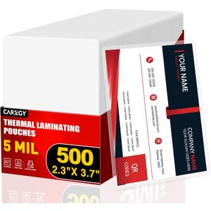 CAREGY 500 Count Thermal Laminating Pouches,5Mil,Hold 2 x 3.5 inch Business Card Laminate Pouches for Laminator, Clear Lamination Paper Protection 2.3 x 3.7 inch, Round Corner, Home & Office