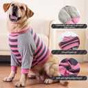 FUAMEY Dog Recovery Sleeve with Elbow Protector,Dogs Shirt Stop Licking Joints,Pet Long Sleeve Suit Protecting Dog's Front Leg Arm Wounds Cover Skin Conditions Pink Stripes M