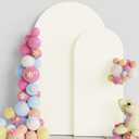 Putros Wedding Arch Cover 7.2FT, 6FT Ivory Spandex Fitted Round Top Chiara Backdrop Stand Covers 2 Set for Wedding Birthday Party Decoration