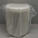 Get Set Style Modern Round Ottoman with Soft Padded Seat, Multifunctional Vanity Stool for Makeup, Upholstered Footrest Stool Ottoman Foot Stool for Living Room, Bedroom (White)