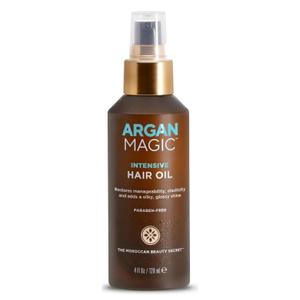 Argan Magic Intensive Hair Oil - Restores Manageability and Elasticity | Adds Shine and Gloss | Controls Frizz | Made in USA, Paraben Free, Cruelty Free (4 oz) (4 Fl Oz (Pack of 1))