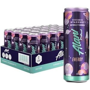 Alani Nu COSMIC STARDUST, Sugar Free, Low Calorie Energy Drinks, 200mg Caffeine, Biotin, B Vitamins, Zero Sugar, 10 Calories, 12 Fl Oz Cans, 24 Pack BB 09/27