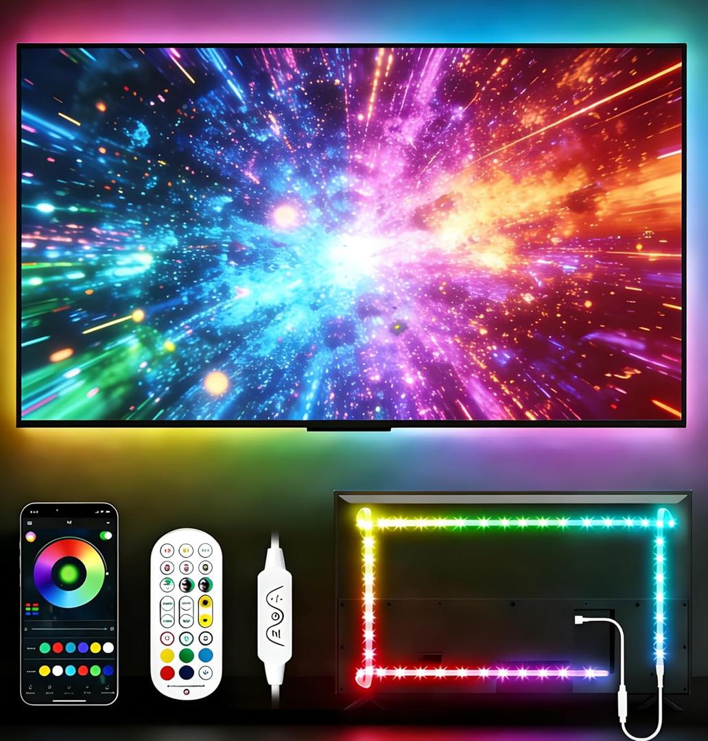 TV Led Backlight, 16.4ft RGB LED Lights for TV Smart Led Lighting for 65-85inch Monitor,USB Strip Lights Behind TV, Color Changing Sync with Music, Bluetooth App Controlled Led Lights for Home Decor