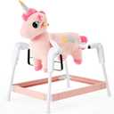 FUNLIO Unicorn Spring Rocking Horse for Kids 3-6, Rainbow Fairy Ride on Horse with Covered Spring & Sturdy Frame, Neighing & Galloping Sound for Pretend Play, Horse Toys Gift, CPC & CE Certified-Pink
