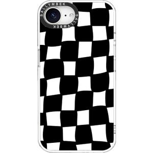 for iPhone 16e Case/iPhone 17e Case 6.1",Compatible with MagSafe, Cute Design Checkered Print Pattern, Magnetic Shockproof Protective Clear TPU Bumper Mag Safe Cases Cover for Women Girly (16-black and white checkered/Black)