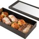 Restaurantware Cater Tek 22.2 x 10 x 3.2 Inch Baked Goods Boxes 10 Greaseproof Pastry Boxes - Window Lids Insert Tab Lock Black Paper Catering Boxes Easy Assembly For Charcuterie Or Cupcakes