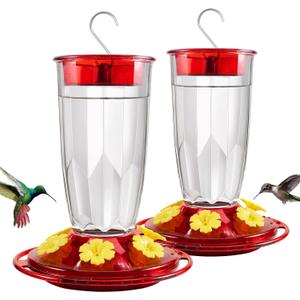 Kingsyard 2 Pack Hummingbird Feeder for Outdoors Hanging - 6 Bee Guard Feeding Ports & Built-in Ant Moat, Wild Bird Feeder for Outside Garden Yard Patio 16 Oz, Clear