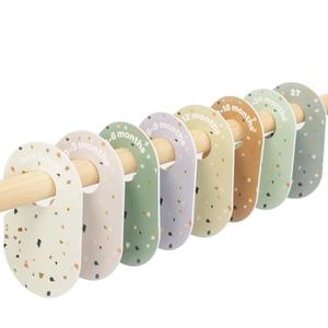 3 Sprouts Baby Closet Dividers Set of 8 - Toddler Clothes Organizer Hanger, Double-Sided Size Labels - Nursery Organization for Newborn Clothing, Infant, Boy & Girl - Terrazzo
