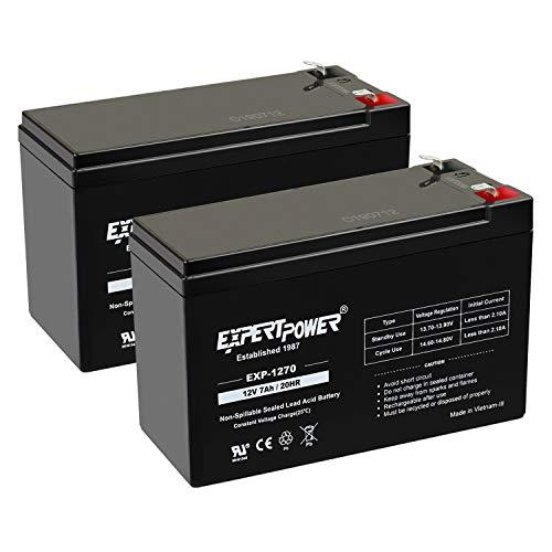 ExpertPower 12V 7Ah - SLA Rechargeable 12V Battery (Pack of 2) for Ride-On Toys, Alarm System, UPS, EPS, Feeder, Exit Sign, Small 12 Volt Battery for Kids Car, Sealed Lead Acid Fire Alarm Batteries