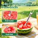 [4 Packs] 2-in-1 Stainless Steel Fruit Cutter and Fork, Dual Head Watermelon Fork Slicer Cutter Tool, Multifunctional Fruit Cutting Tool Kitchen Gadgets for Family Parties Camping