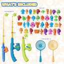 Magnetic Fishing Game Set for Toddlers 1-3 & Kids Age 3-5 Fishing Toys Includes Pole Rod Net & Floating Fish Water Table Bathtub & Pool Play Accessory with Ocean Animals for Summer Fun