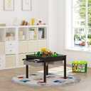 UTEX 2 in 1 Kids Construction Play Table with Storage Drawers and Built in Plate (Espresso with Grey Drwaer), 25.6D x 25.6W x 21H in