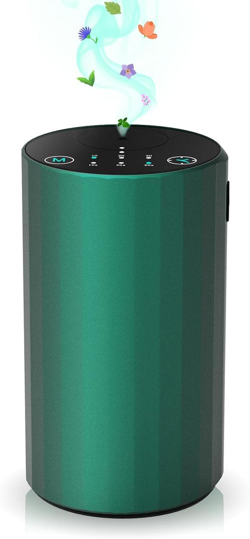 Waterless Essential Oil Diffuser Aromatherapy Scent Diffusers for Home Large Room, Bedroom, Car, Office, Desk, Battery Operated Mini Portable Air Freshener (Green)