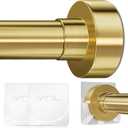 YNL Tension Shower Curtain Rod 34 to 120 In(2.83-10Ft), Long Tension Curtain Rod with 2Pcs Holders, No Drilling for Large Window, Bathroom, Patio, Adjustable Outdoor Curtain Rod, Brushed Gold