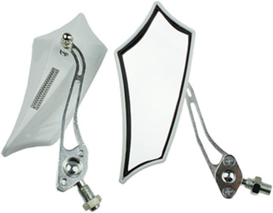 ESUPPORT White Universal Motorcycle Motorbike Bike 8mm 10mm Rear View Side Mirror Scooter ATV