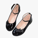 LseLom Girls Dress Shoes Butterfly Mary Janes for Girls Hook and Loop Party Wedding Flats Shoes (12 Little Kid, Black)