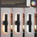EDISHINE 2 Pack LED Outdoor Wall Lights Dimmable, 3000K 4000K 5000K, 15.7" Modern Black Outdoor Wall Sconce, IP65 Waterproof, Linear Exterior Wall Light for Entrance, Hallway, Garage, Porch