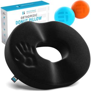 Ergonomic Innovations Donut Pillow for Tailbone Pain & Lacrosse Ball Massage Balls for Physical Therapy Muscle Relief