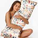 Silk Body Pillow Cover with Zipper - 20x54 Inch Silk Long Pillow Case for Women Ladies Adults Soft Bed Decorative Cute Boho Large Body Pillowcase Sham for Hair and Skin, Watercolor Flower