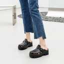 Meetinspace Platform Clogs for Women Stylish Mules Clogs with Thick Sole Quick Drying Comfortable Slip On Sandals with Adjustable Strap (Black) Size 6