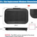 Frameless RV Window, 24" W x 15" H Tinted RV Window with Net Screen and Trim Ring, Suitable for 1-1/2" or 1-7/8" Walls, DOT Approved