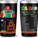 Funny Tumblers with Lids and Straws for Dad, Birthday Gifts for Dad Husband, Supper Daddio Tumbler Gift from Daughter Son Wife, 20 OZ Cups Keep Drinks Cold & Hot, Fathers Day Gag Gift