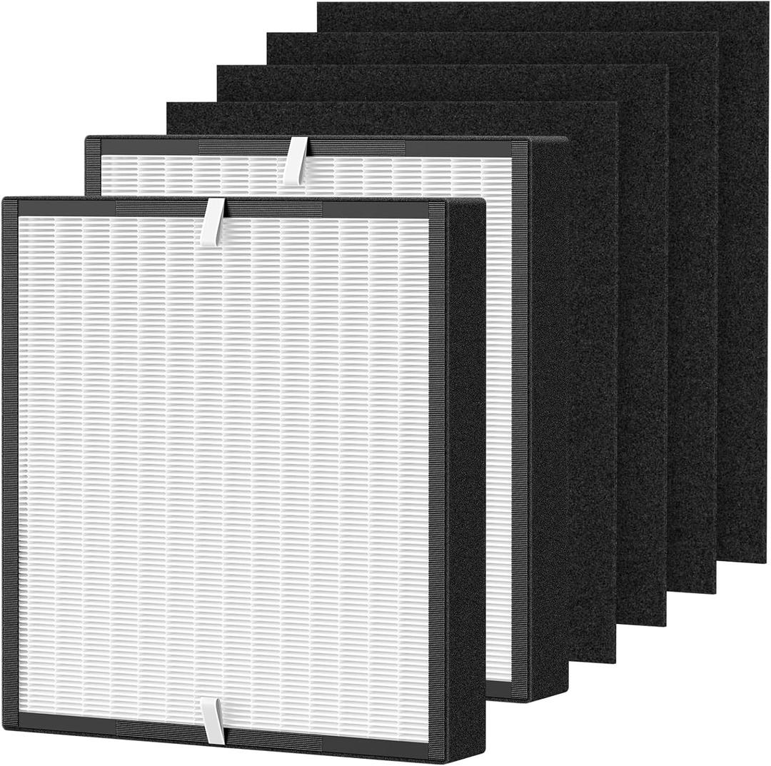 BF35 Filter Compatible with Alen BreatheSmart Classic Air Purifier BF35, 3-in-1 HEPA with Activated Carbon BF35-VOC/Smoke Replacement Filter, 2 HEPA Filters + 4Carbon Pre-Filters
