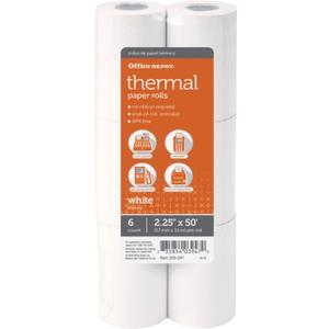 Office Depot Brand Thermal Paper Rolls, 2 1/4" x 50', White, Pack Of 6