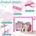 12-Piece Nylon Zipper Pouch Set, Pink Mesh Cosmetic Bags, Zippered Travel & Office Supplies Organizers - A5