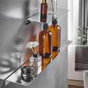 16Inch Stainless Steel Wall Mounted Floating Shelf Drilling or Shelf Adhesive Modern Room Decor Wall Shelf Floating Shelf for Bathroom Bedroom Decor (Chrome)