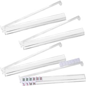 Goldge Mahjong Racks with Pushers Set of 4, Clear Acrylic All-in-One Mahjong Pushers and Racks, Transparent American Mahjong Tile Racks, Durable Lightweight Mahjong Accessories, 19.69 inches x 4.92 inches