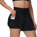 Flowy Athletic Shorts for Women Workout Running Gym Yoga Sport Short Pants Sweat Tennis Skirt Skort High Waisted with Pockets Biker Spandex Cute Comfy Lounge Trendy Clothes Casual Summer Black L
