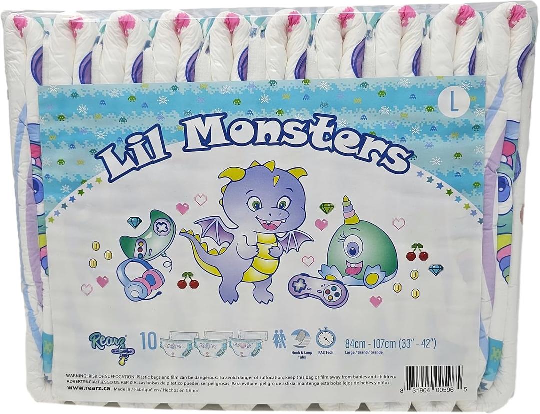 Rearz - Lil Monsters - 11,000ml Adult Diapers (10 Pack) (Large)
