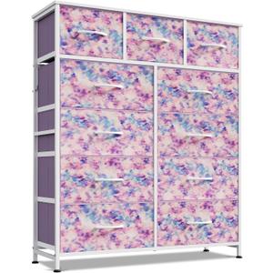 WLIVE Tall Dresser for Bedroom, 11 Drawer Chest of Drawers, Tie-Dye