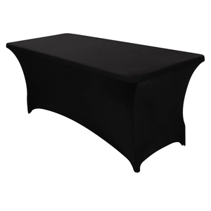 Spandex Table Cover 1 Pack 4FT Black Fitted Tablecloths,Washable Wrinkle Resistant Stretch Table Cloth Rectangle for Vendor Booth Display Items,Party Supplies for Adults,Wedding Decorations,Banquet