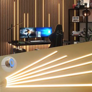 LED Recessed Lighting Kit for Wall Panels - 6pcs Self-Adhesive Wall LED Lights for Interior Wall Decor, 3000k Touching Switch Light for Wood Slat Wall Panels (Touch Sensor Switch)