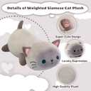 Finebee Weighted Siamese Cat Stuffed Animals, Cute Weighted Siamese Cat Plush, Soft Stuffed Weighted Plushie Pillow Gifts for Kids & Adults (9.8" 0.8Lbs)