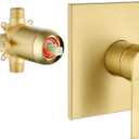 2 Function Shower Valve Kit Single-Handle Shower Valve and Trim Kit Shower Faucet Handle Bathroom Shower Control Valve Kit Rough-In Shower Trim Kit Shower Mixing Valve Brushed Gold