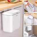 funest Hanging Trash Can 1.8Gal with Lid - Under Sink & Wall Mount Compost Bin, ABS Plastic Kitchen Waste Basket for Cabinet/RV/Bathroom (White)