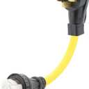 Nema 14-50P Male to SS 2-50P Female Adapter Cord,14-50P to SS2-50R Heavy Duty 6AWG Dryer Male to Marine Shore Female Adapter Cable L=1.5FT