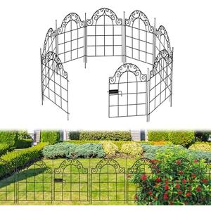 Vivantia Tall Garden Fence Animal Barrier Fence with Gate, 24 in(H) x 18 in(W) 8 Panels Total 8.7 Ft Dog Fences Temporary Borders with 8 Pads Portable Ropes for Anti Dog Defense Fences Outdoor