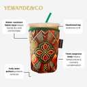 Neoprene Insulated Cup Sleeve for Iced Coffee, Hot & Cold Beverages  Reusable, Washable Drink Holder Cup Sleeve  Anti-Slip, Eco-Friendly, Multi-Color Design (PYRAMID, LARGE)