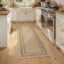 LIVEBOX Scalloped Washable 2x6 Kitchen Runner Rug, Easy Jute Geometric Tan Rugs for Entryway Hallway, Indoor Outdoor Non Slip Rug Farmhouse Modern Carpet Door Mat for Porch Bedroom Laundry Room