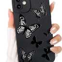 Lovmooful Compatible for iPhone 11 Case Cute Cool Butterfly Black Design for Girls Women Soft TPU Shockproof Protective Girly for iPhone 11-Seven Butterflies